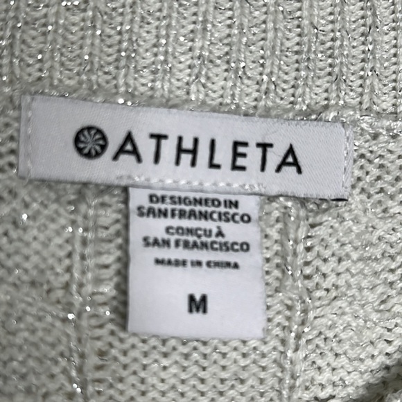 Athleta Silver Wool Blend Crewneck Sweater sz Medium Grey - Picture 2 of 5